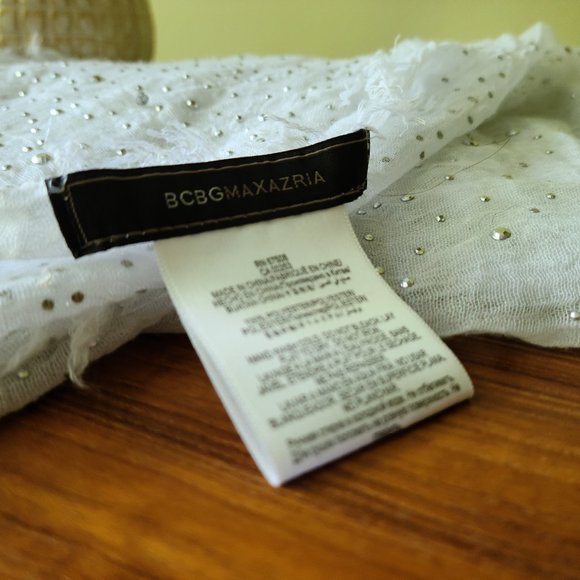BCBG white gauzy jeweled scarf/wrap - Picture 7 of 7
